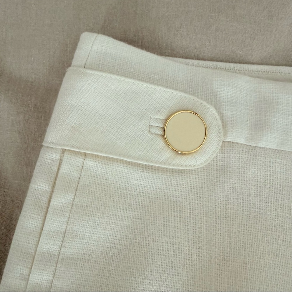 J. Crew Cream Linen Blend Trousers | Button Waist Detail | Favorite Fit - Picture 3 of 13